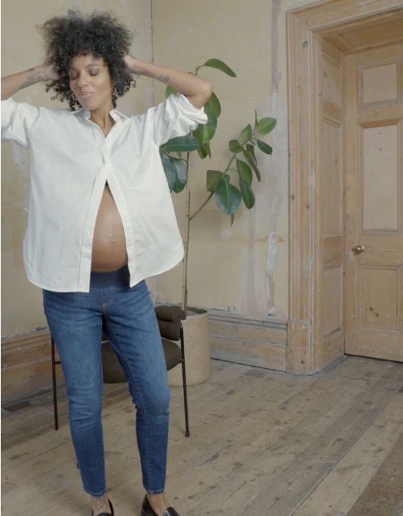 Maternity Skinny Denim Jeans > Over the Bump in Indigo – ANGEL