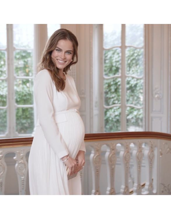 Maternity Cream Contour Midi Dress