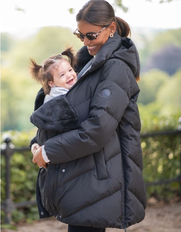 Image for Black Maternity & Babywearing Puffer Coat