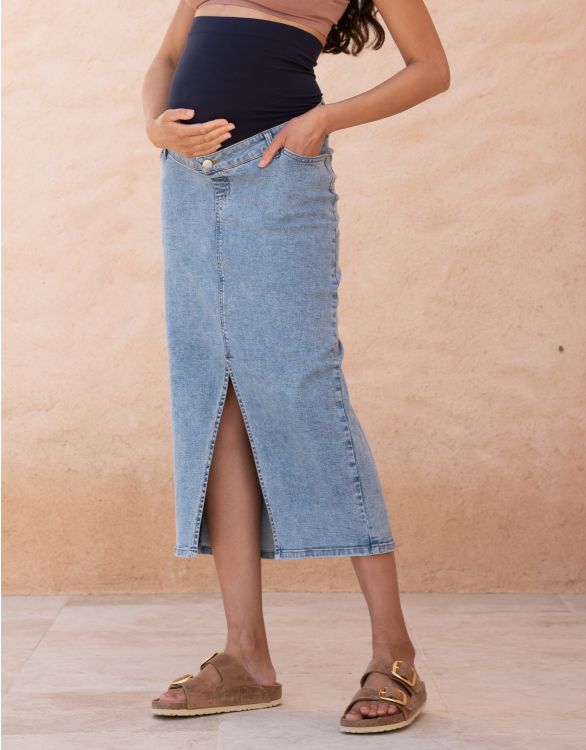 Image for Midi-Length Over Bump Denim Skirt