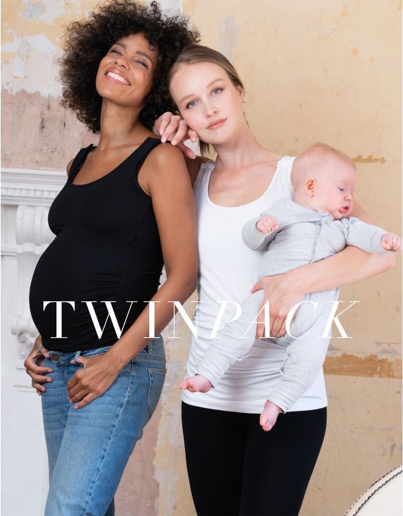 Image pour Lot de 2 hauts grossesse et allaitement - Blanc/Noir