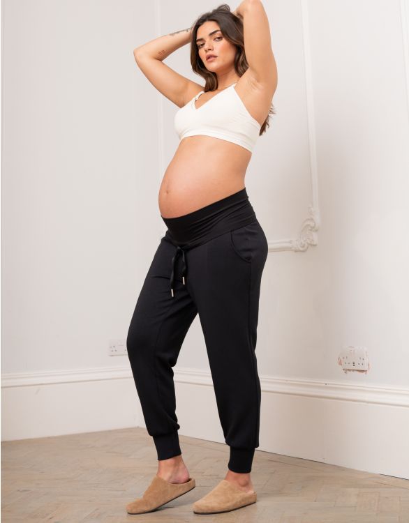 afbeelding voor zwart zwangerschapsjoggingbroek van modalmix