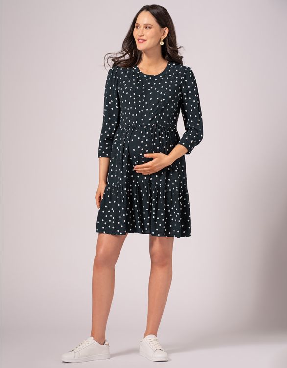 Image for Green Polka Dot Maternity & Nursing Dress