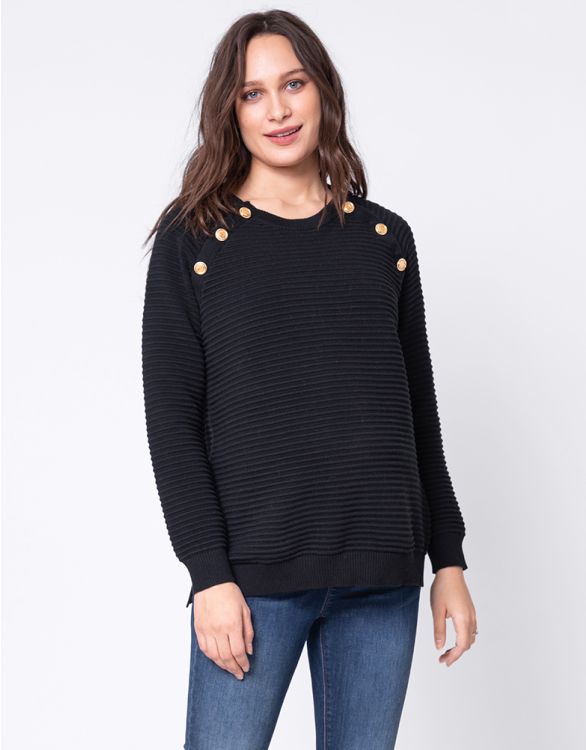 Image for Ribbed Cotton Maternity & Nursing Sweater