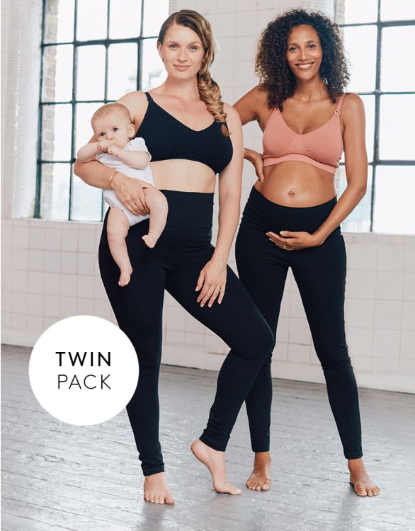 Image for Opaque Cotton Maternity to Postnatal Leggings – Twin Pack