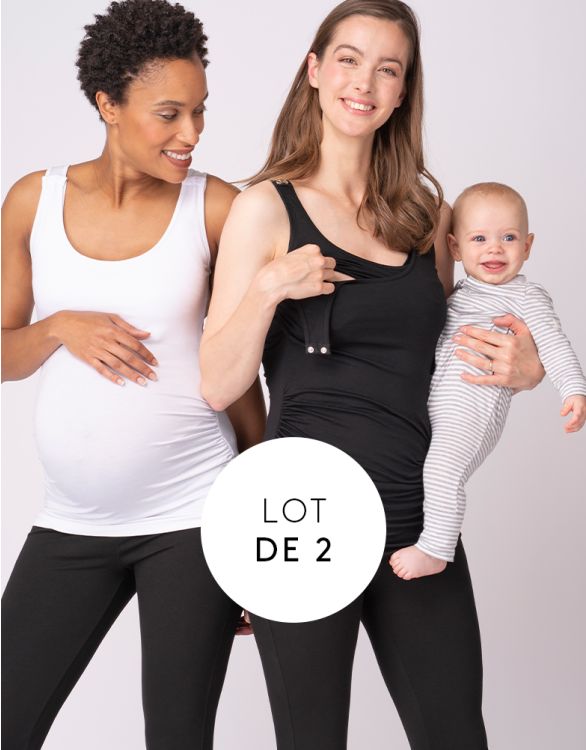 Image pour Lot de 2 hauts maternité et allaitement - Blanc/Noir