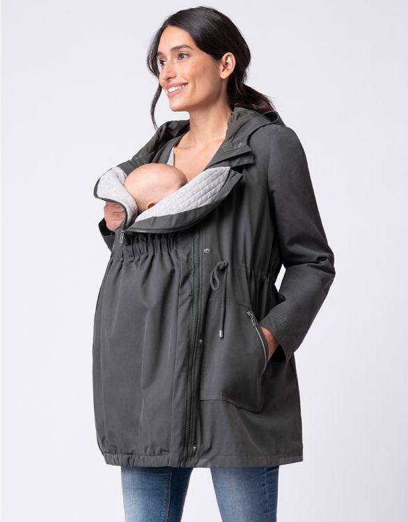 Image for Khaki Utility Parka 4-in-1 Maternity to Babywearing Jacket with Hood