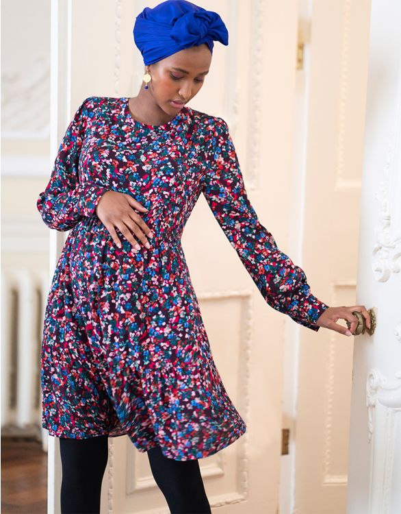 Image for Floral Tiered Maternity & Nursing Dress