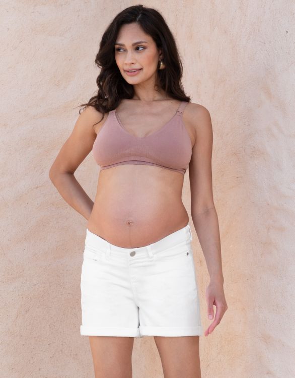 Image for Stretch Denim Under Bump Maternity Shorts