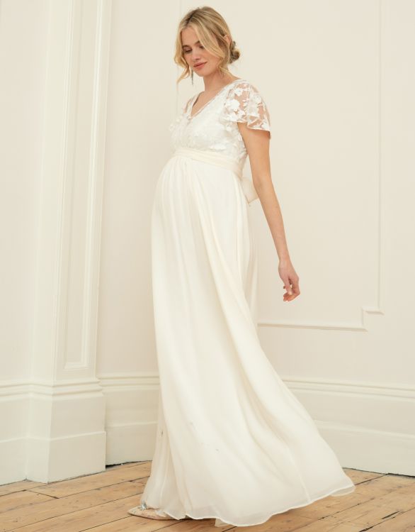 Image for Ivory Lace & Silk Chiffon Maxi Maternity & Nursing Bridal Gown