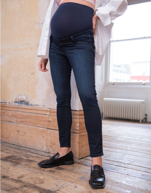 afbeelding voor Skinny zwangerschapsjeans voor over de buik, indigo