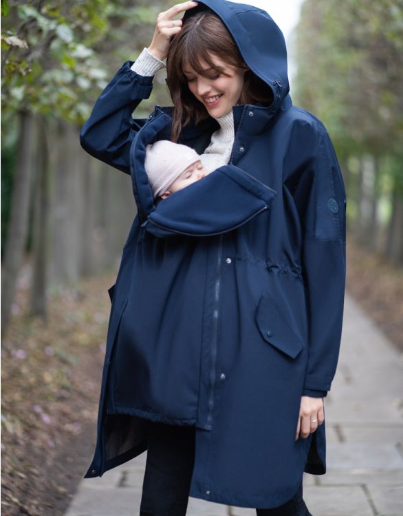 afbeelding voor Marineblauwe 6-in-1 regenjas voor zwangerschap en het dragen van een baby
