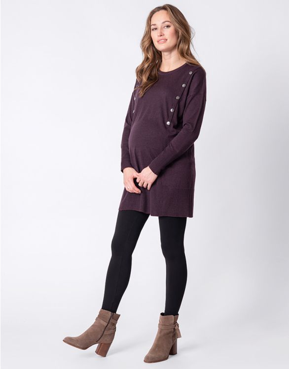 Image for Deep Plum Knitted Maternity & Nursing Tunic