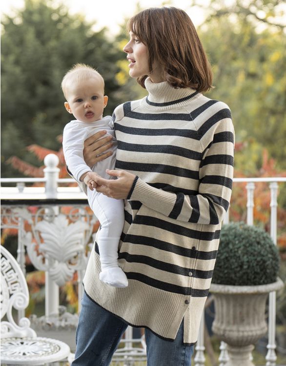 Image for Cotton Roll Neck Maternity & Nursing Tunic 