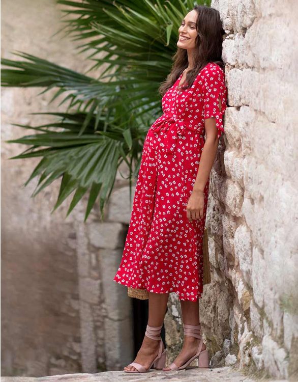 slow answer good looking Red Midi Wrap Maternity Dress | Seraphine
