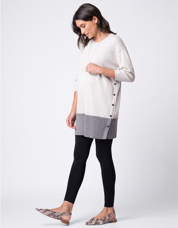 Image pour Grey Marl Colourblock Cotton Maternity to Nursing Jumper