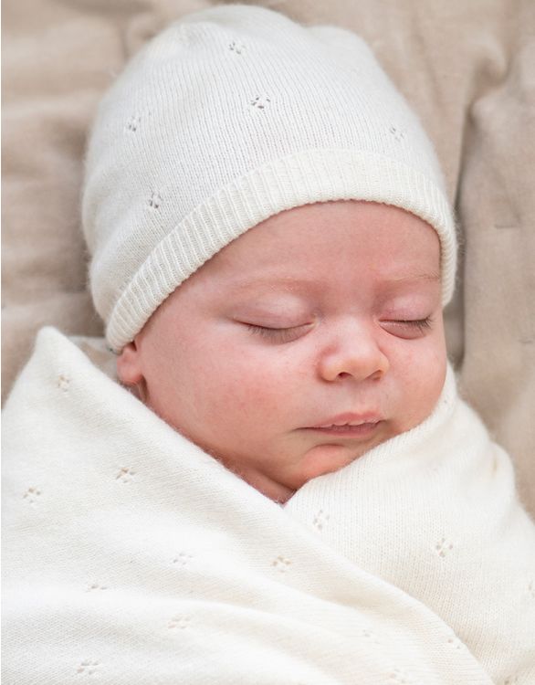 Immagine per  Mini cappellino da neonato lavorato a maglia in cotone e cashmere bianco avorio