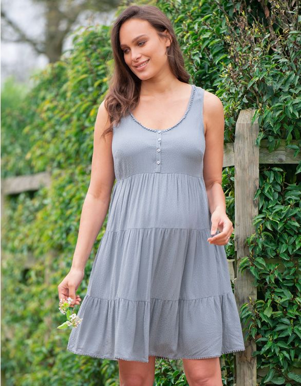 Image for Tiered Sky Blue Maternity Dress 