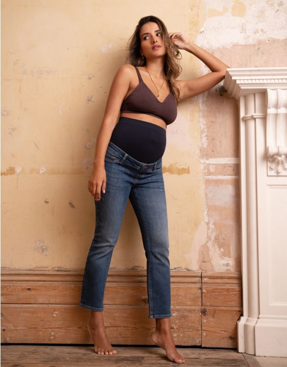 Cropped Straight Leg Maternity Jeans