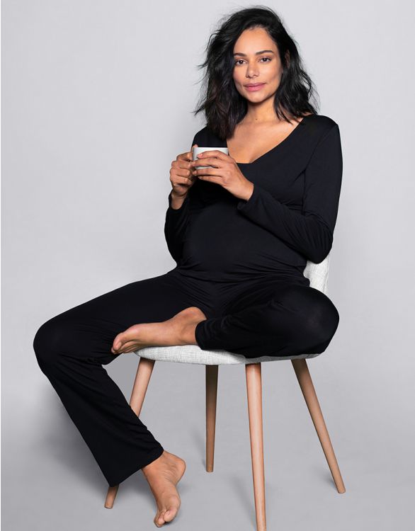 Image for Black Bamboo Lounge Maternity Pajamas