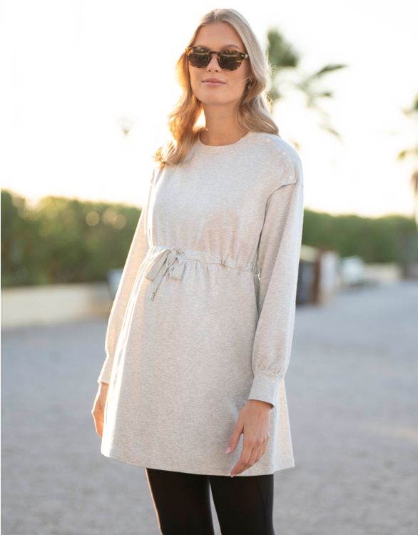 Image for Grey Sweatshirt Maternity to breastfeeding Dress with Drawstring