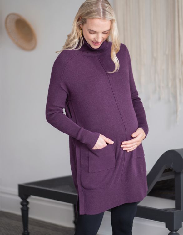 Image for Plum Cotton Knit Maternity & Nursing Tunic