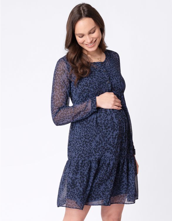 Image for Blue Tiered Maternity Dress