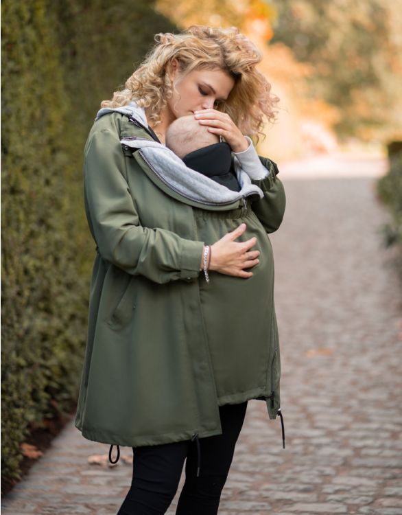 afbeelding voor Khaki 6 in 1 Lightweight Maternity & Babywearing Coat