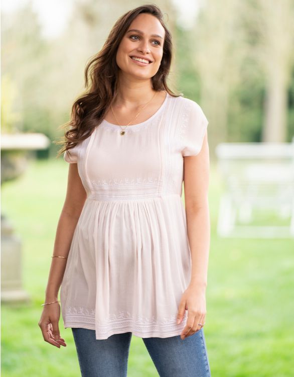 Image for Blush Embroidered Maternity & Nursing Top