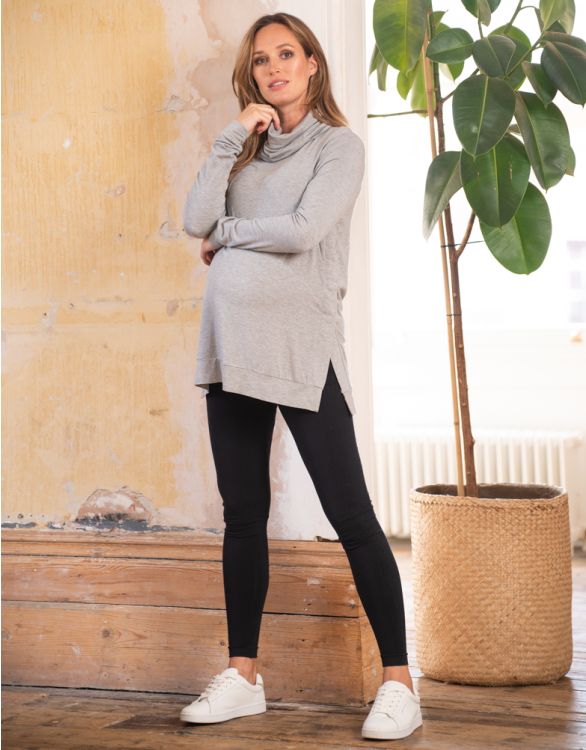 Image for Grey Roll Neck Maternity & Nursing Top