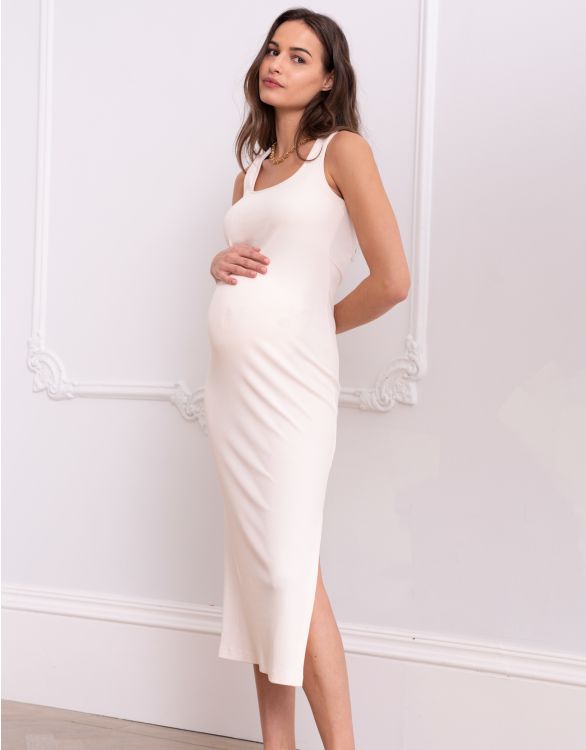 Image for Square Neck Jersey Bodycon-Style Maternity & Nursing Dress
