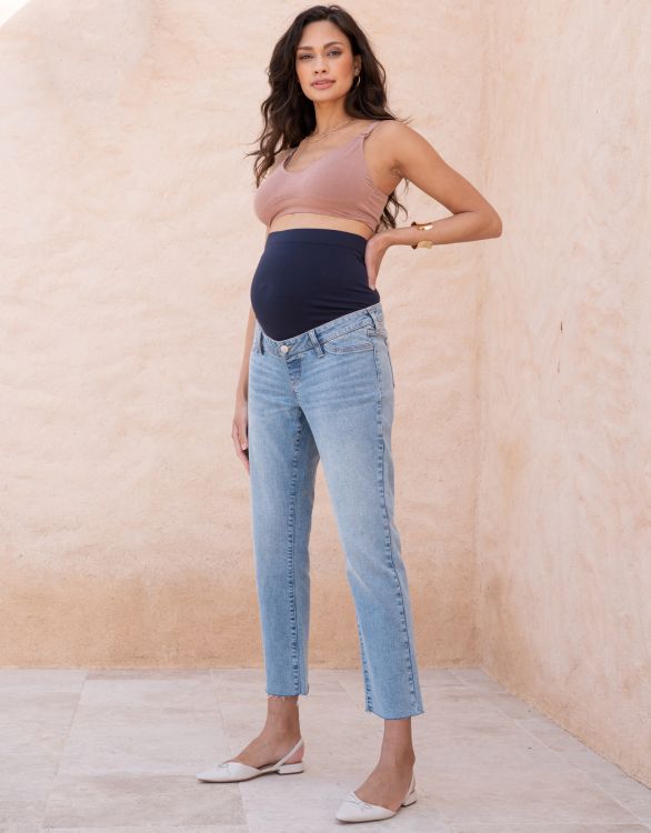 Image for Over Bump Frayed Hem Maternity Jeans 