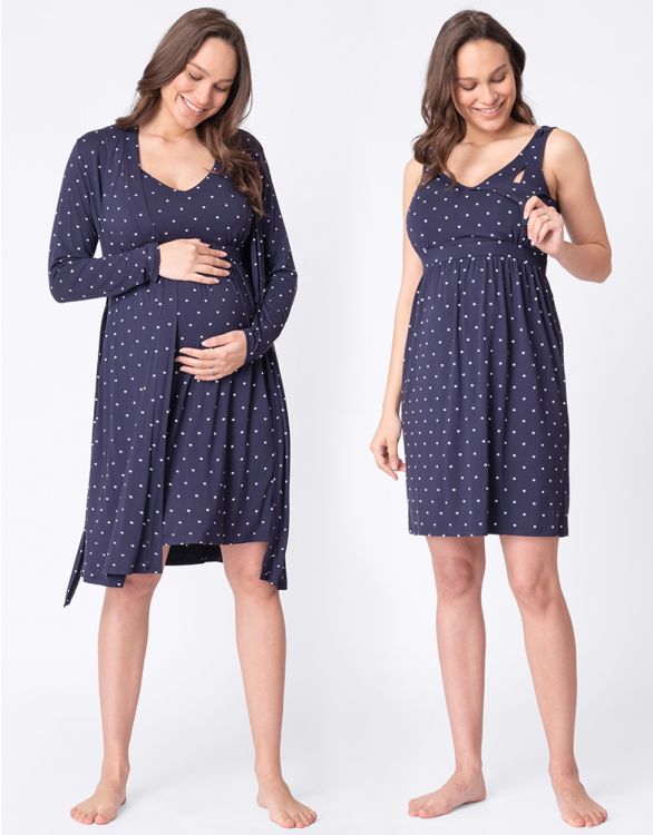 Image pour Pyjama 2 pièces grossesse et allaitement  – Bleu marine