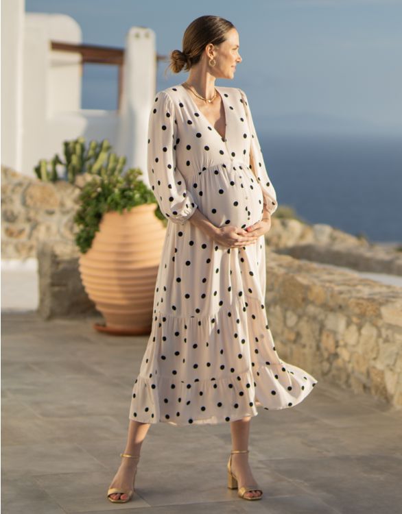 Image for Button-Down Polka Dot Maternity Dress