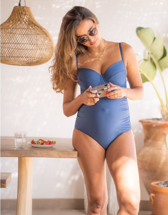 Slate Blue Supportive Maternity Swimsuit