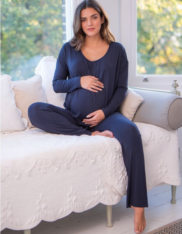 Image pour Pyjama grossesse et allaitement bleu marine