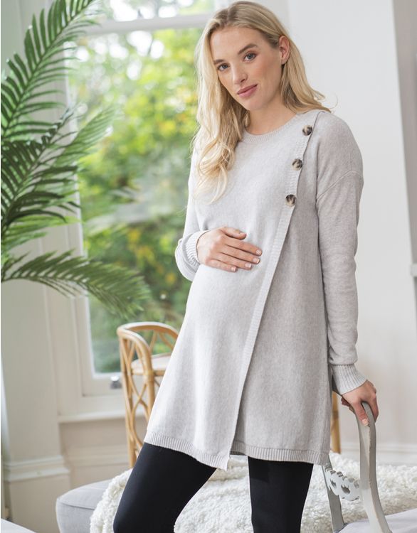 Image for Grey Draped Maternity & Nursing Tunic