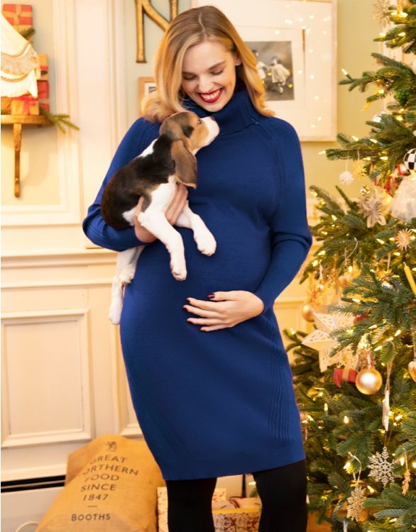 Image pour Robe grossesse et allaitement en maille – Bleu marine