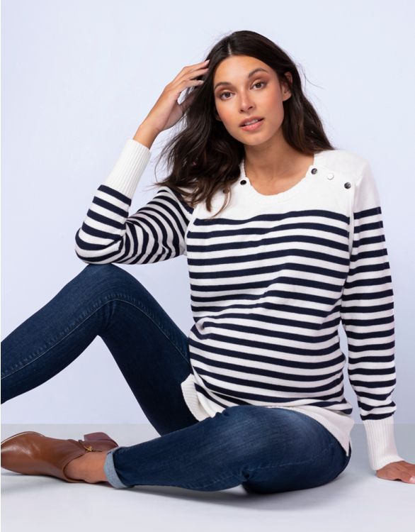 Image for Nautical Cotton Maternity & Nursing Sweater
