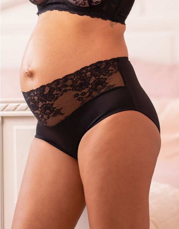 Image for Black Lace Mid Bump Maternity Briefs