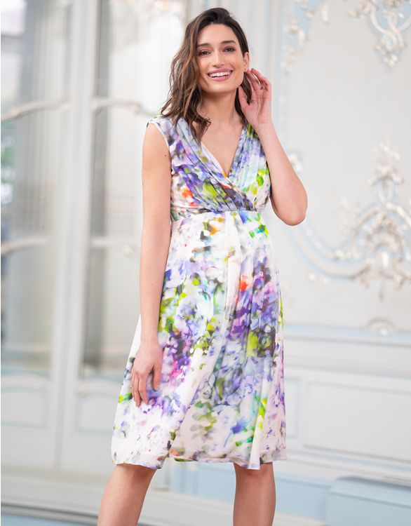 Image for Floral Silk Maternity Cocktail Dress