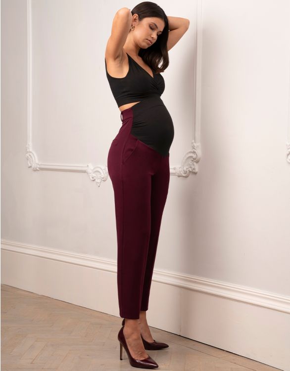 Image for Tapered Plum Maternity Trousers