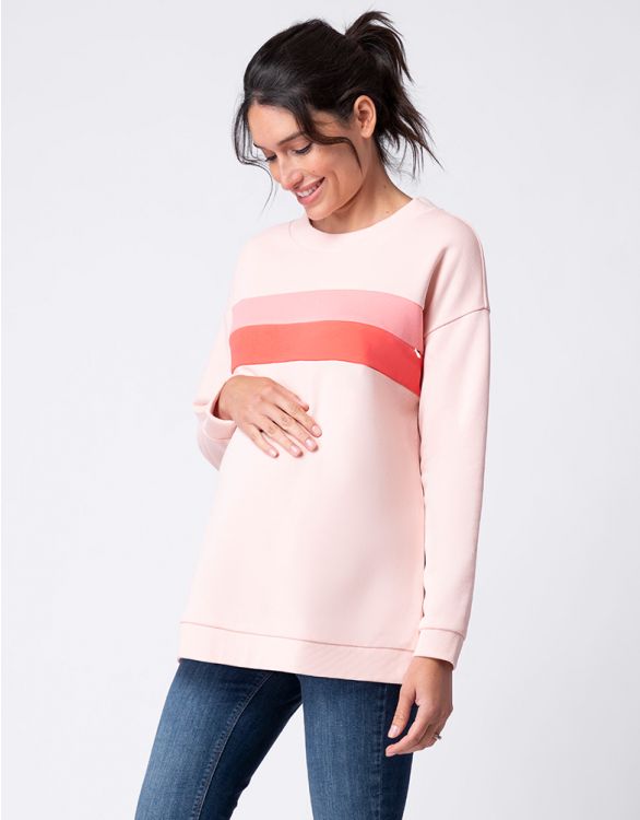 Image for Pink Ombre Colourblock Maternity to breastfeeding Sweater