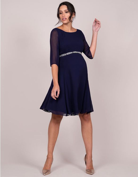 Image for Deep Blue Beaded Maternity Cocktail Dress