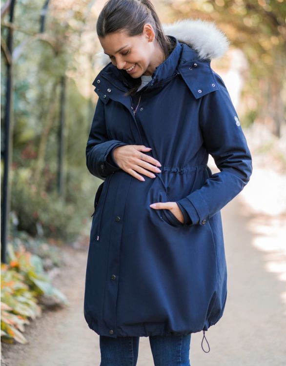 Navy Blue 6 in 1 Maternity Coat | Seraphine