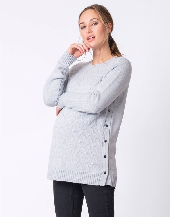 Ice Blue Textured Maternity & Nursing Sweater