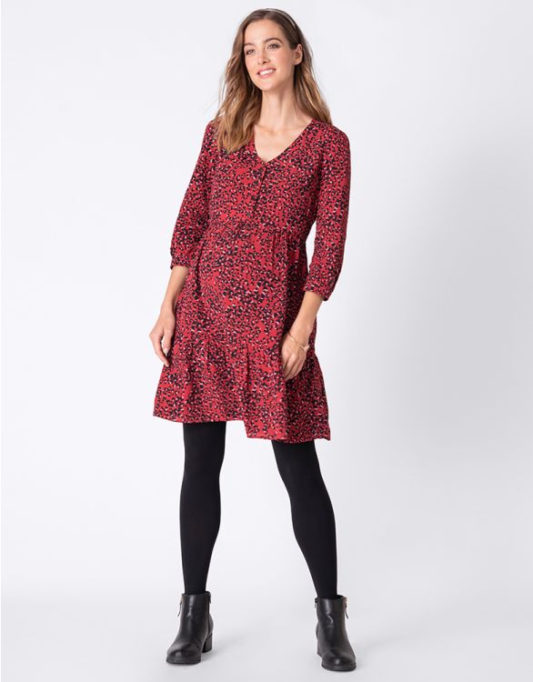 Image for Red Printed Maternity Dress