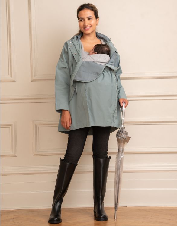 Image for Sage Green 3 in 1 Maternity & Babywearing Raincoat