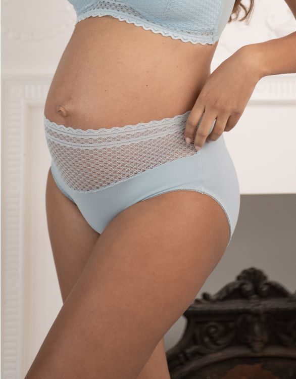 Image for  Light Blue Lace Mid Bump Maternity Briefs