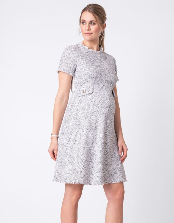 Image for Woven Bouclé Off White Maternity Dress